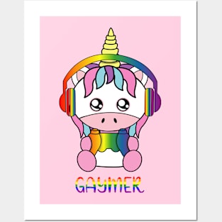 Gaymer, cute unicorn Posters and Art